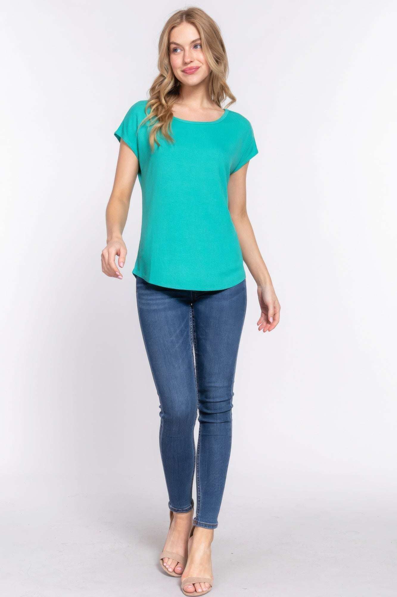 Short Dolman Slv Rib Knit Top - The Diva Goddess