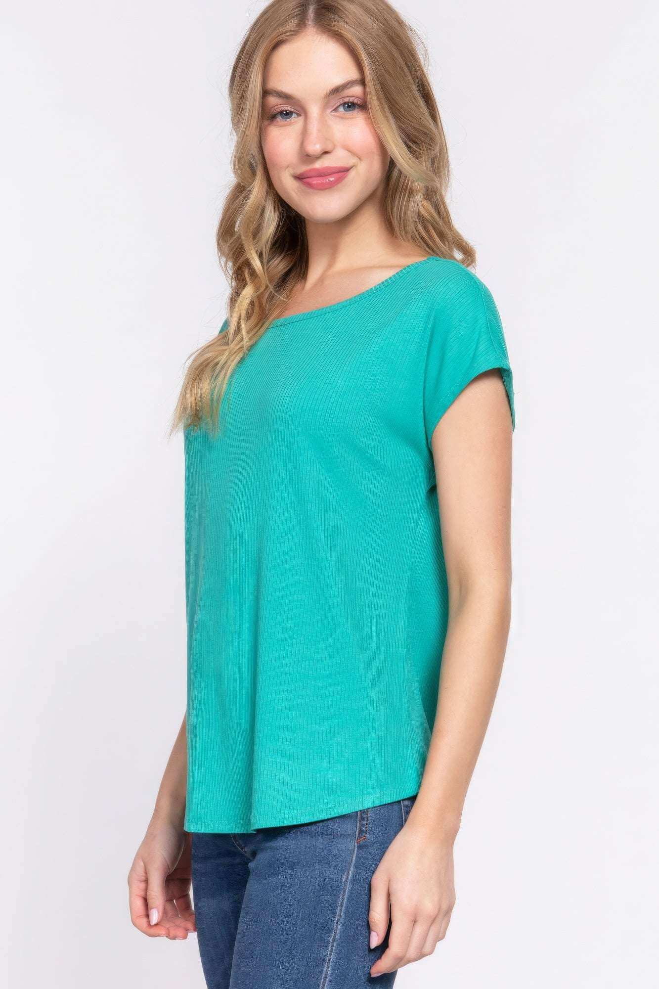 Short Dolman Slv Rib Knit Top - The Diva Goddess