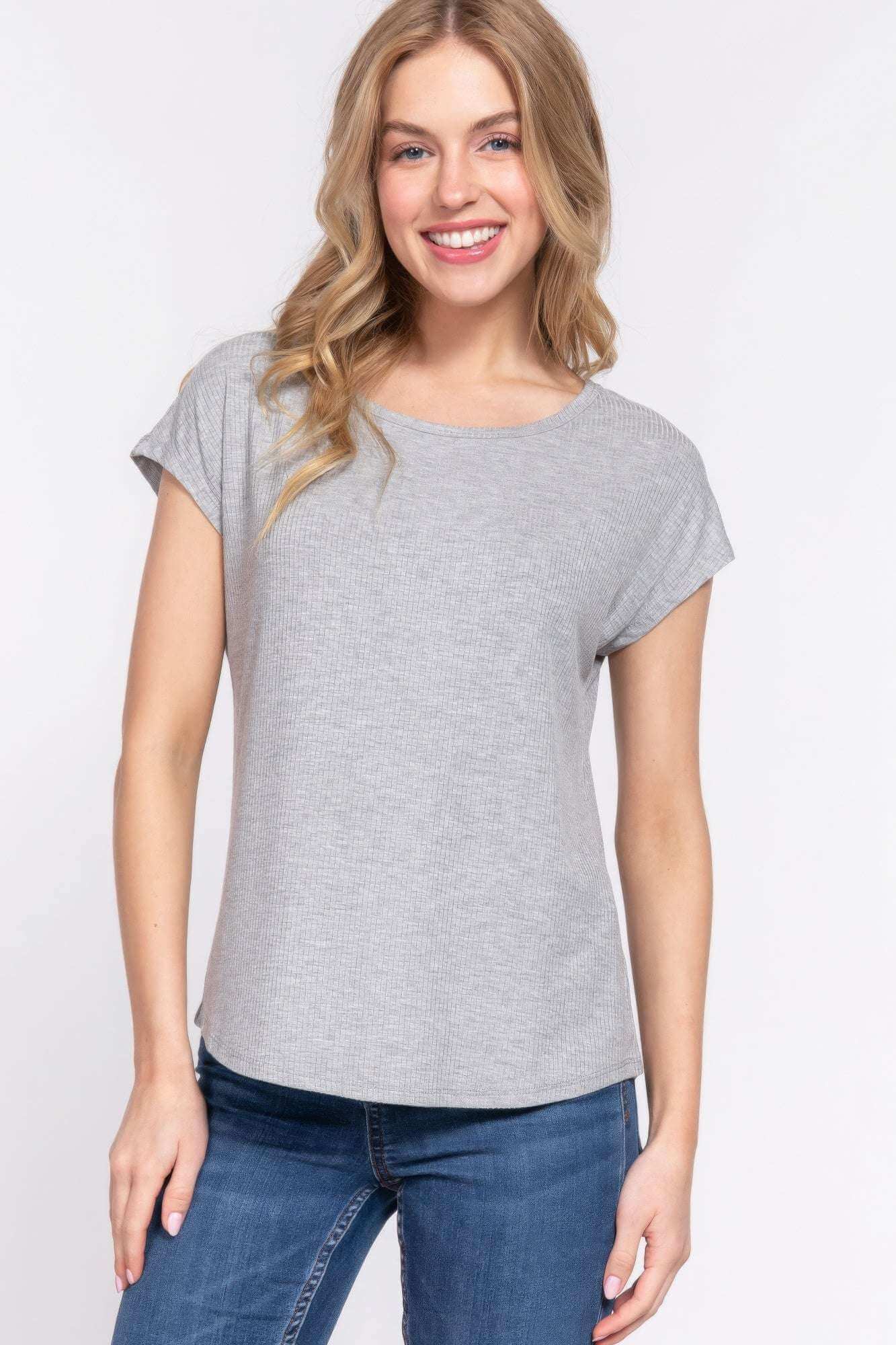 Short Dolman Slv Rib Knit Top - The Diva Goddess