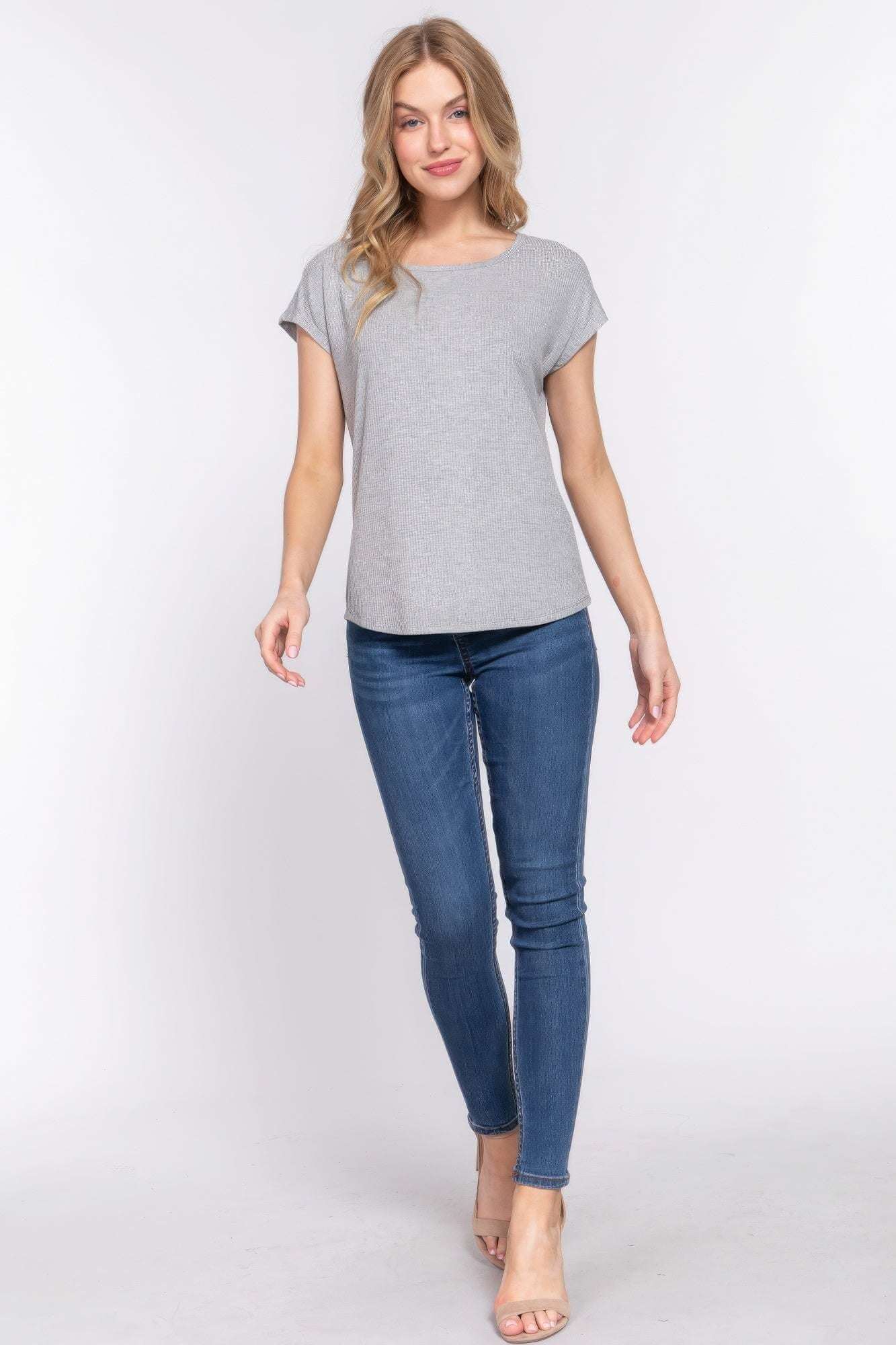 Short Dolman Slv Rib Knit Top - The Diva Goddess