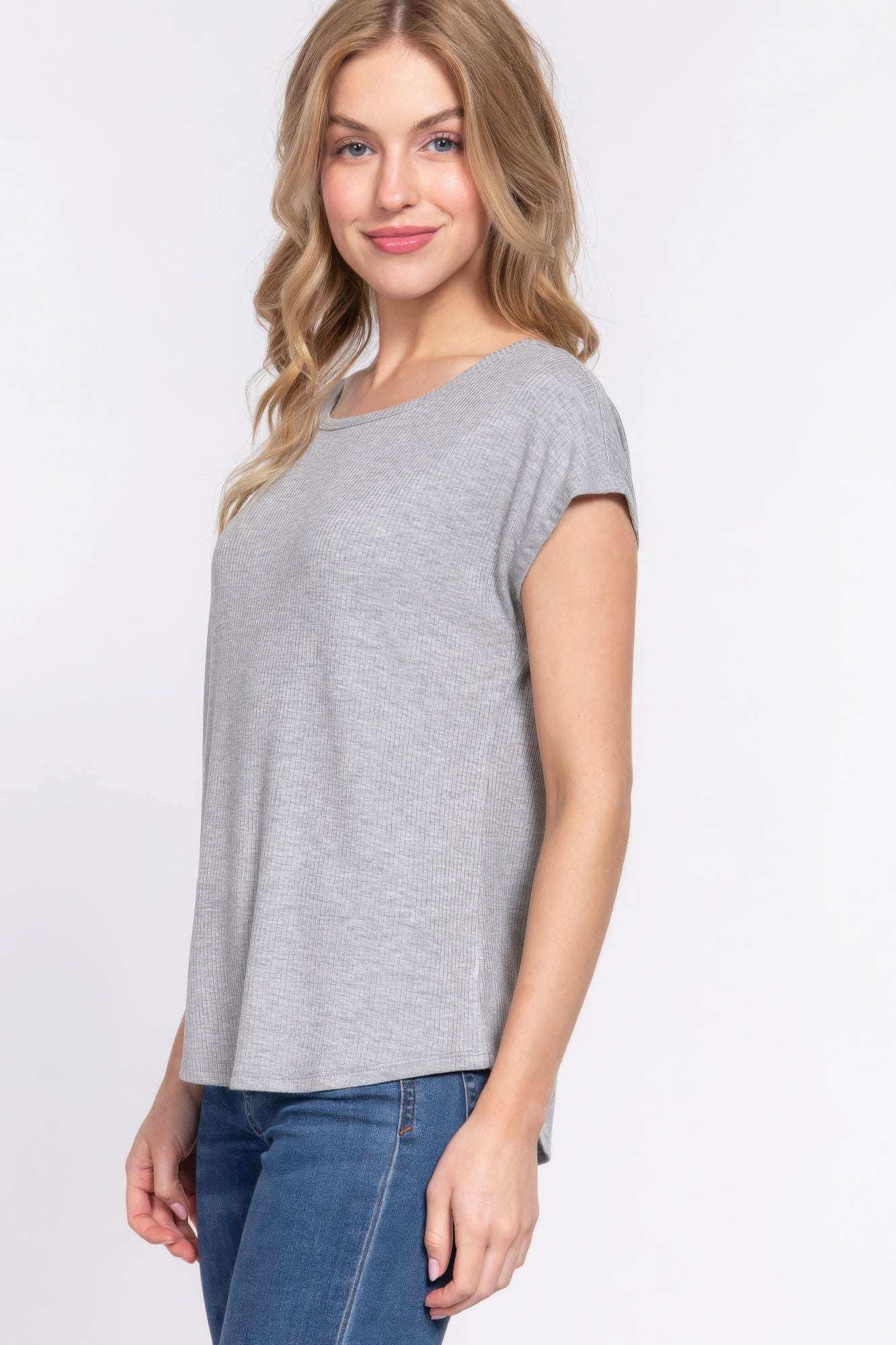 Short Dolman Slv Rib Knit Top - The Diva Goddess