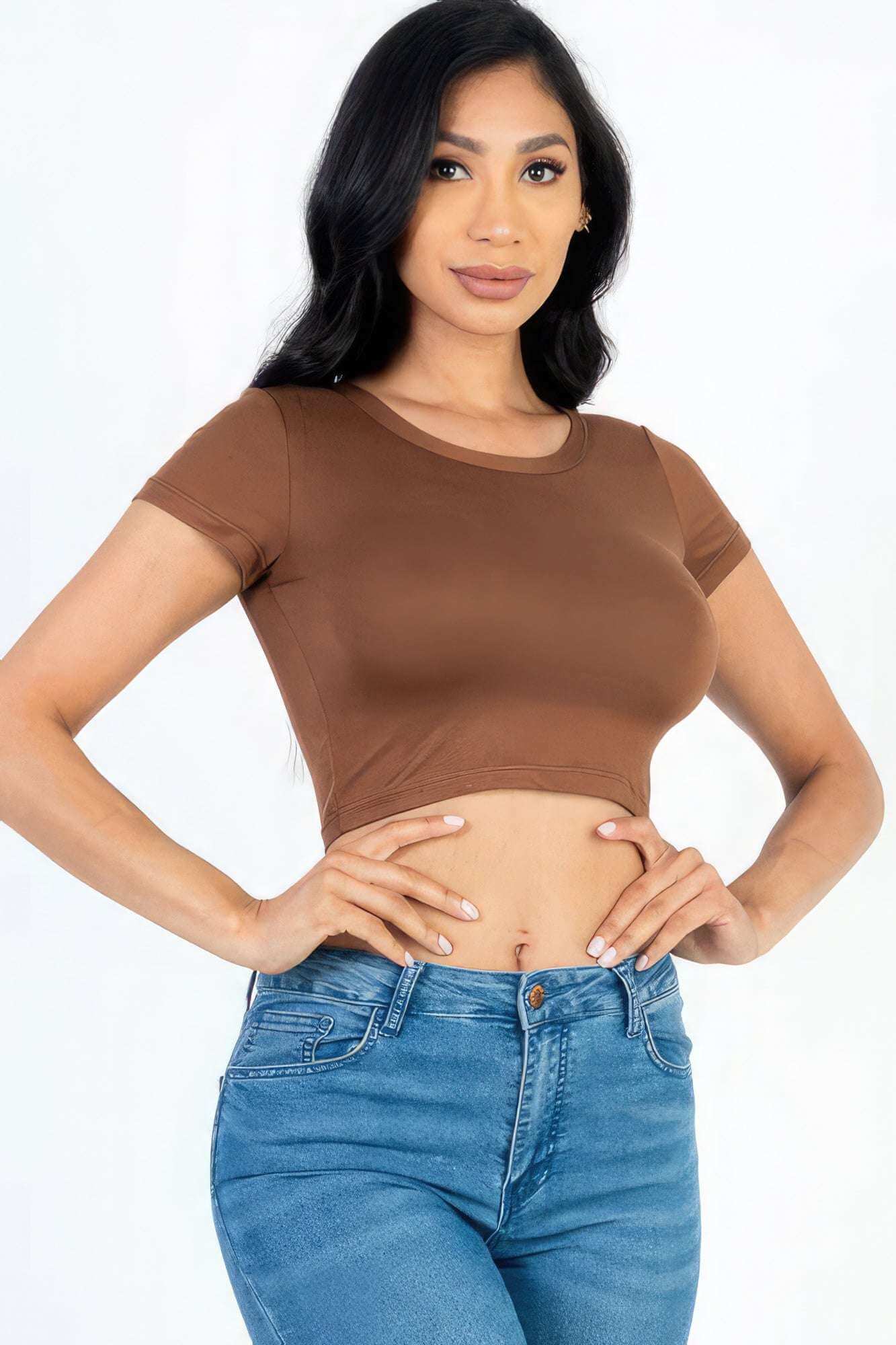 Short Sleeve Roundneck Crop Top - The Diva Goddess