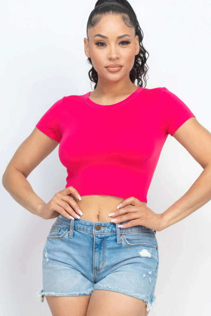 Short Sleeve Roundneck Crop Top - The Diva Goddess