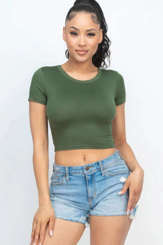 Short Sleeve Roundneck Crop Top - The Diva Goddess