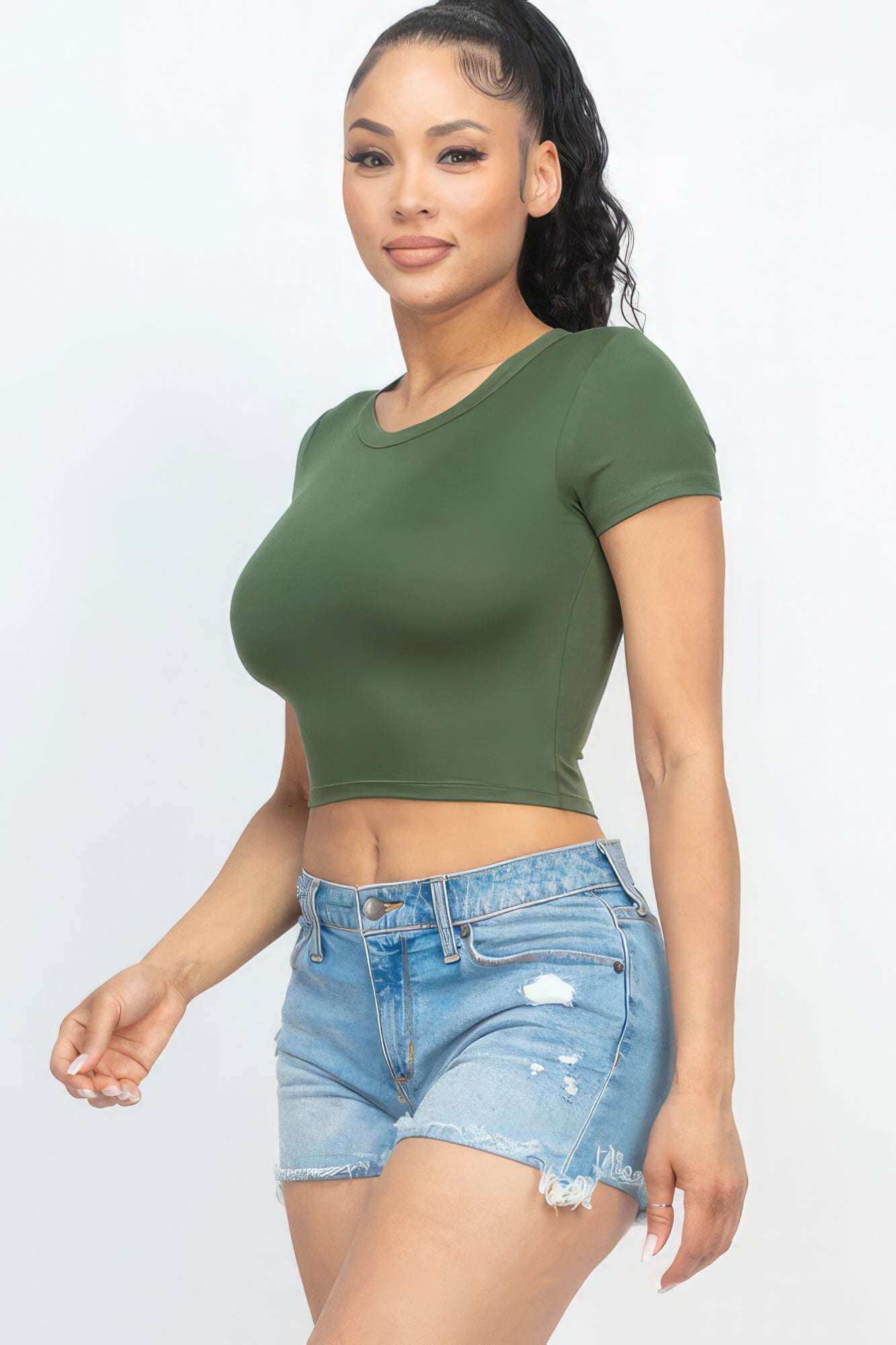 Short Sleeve Roundneck Crop Top - The Diva Goddess