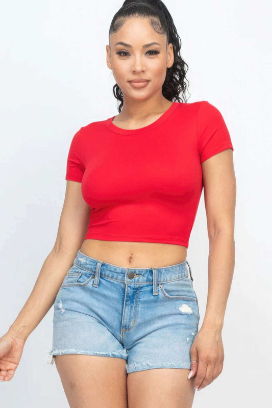 Short Sleeve Roundneck Crop Top - The Diva Goddess