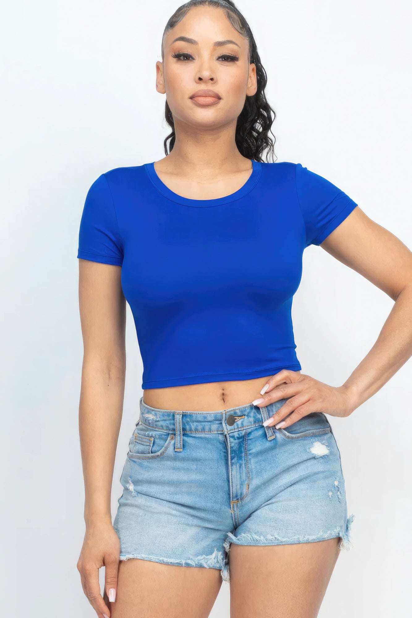 Short Sleeve Roundneck Crop Top - The Diva Goddess