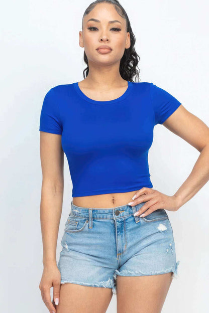 Short Sleeve Roundneck Crop Top - The Diva Goddess