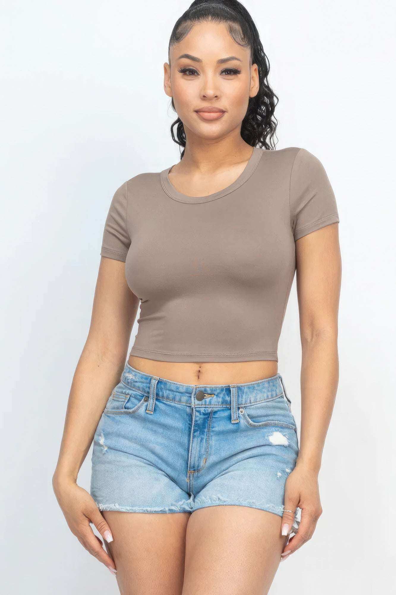 Short Sleeve Roundneck Crop Top - The Diva Goddess