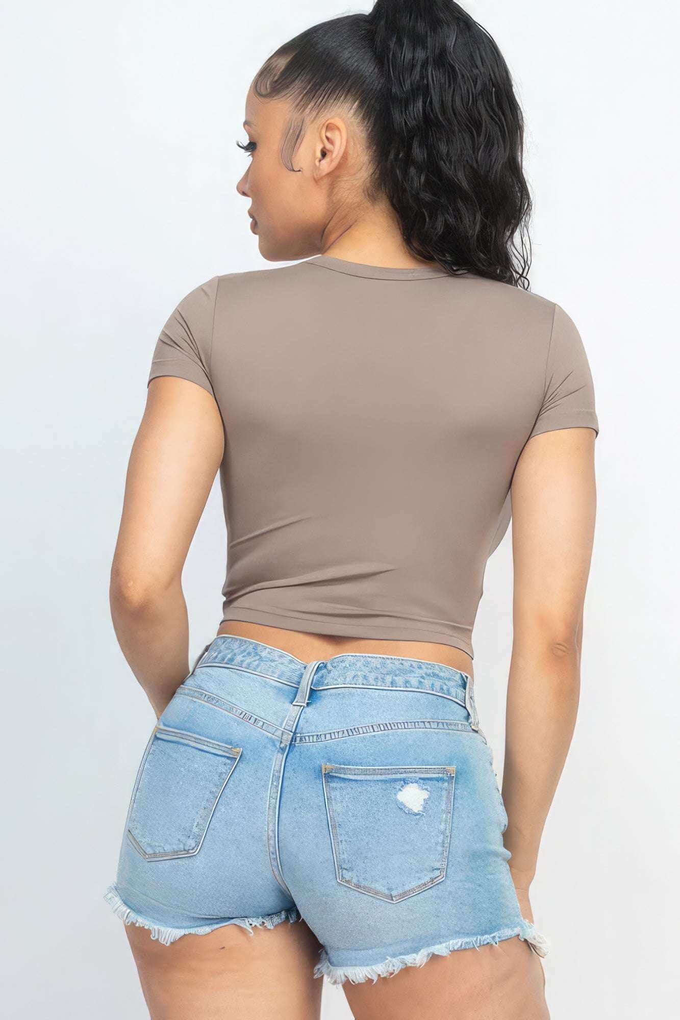 Short Sleeve Roundneck Crop Top - The Diva Goddess