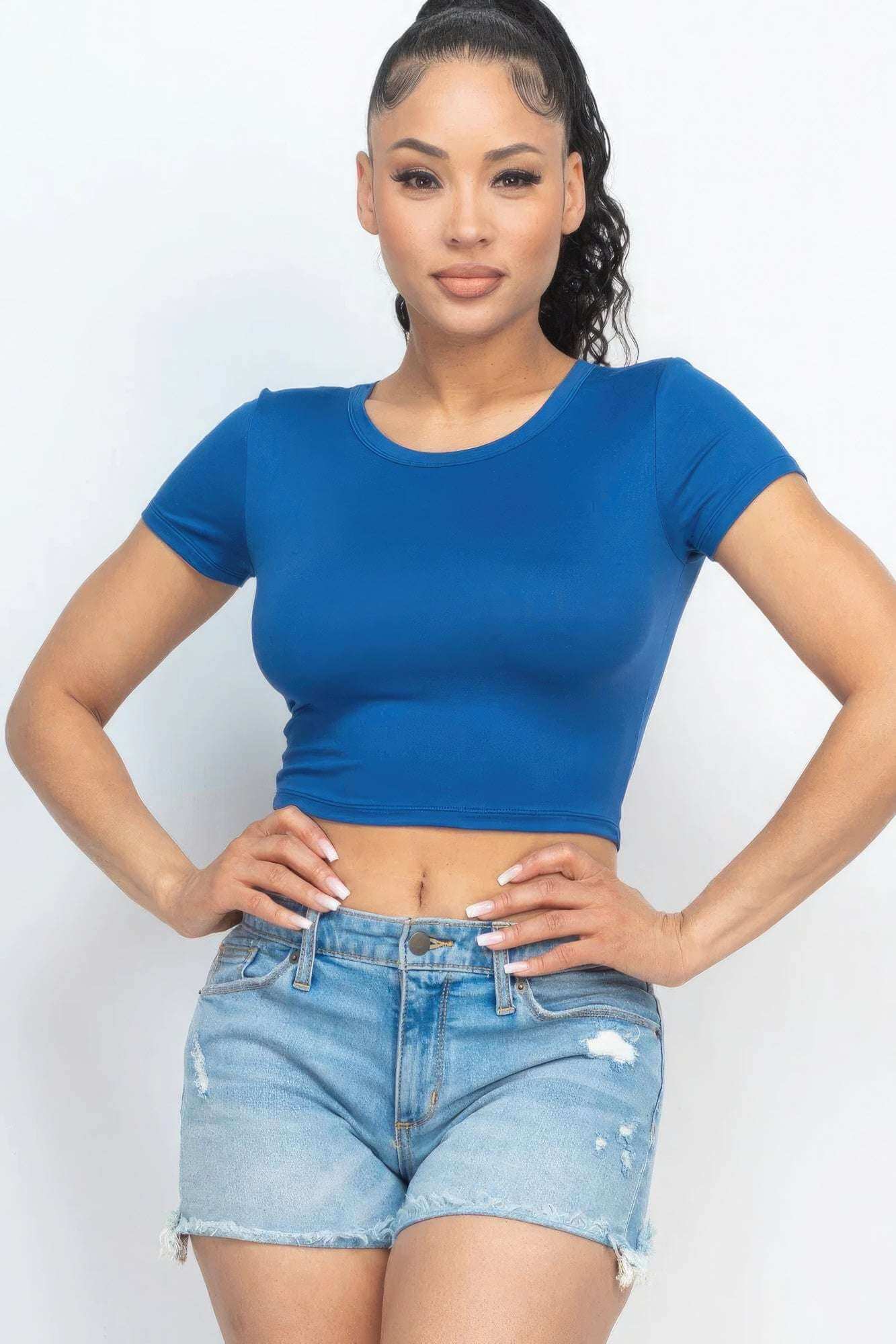 Short Sleeve Roundneck Crop Top - The Diva Goddess