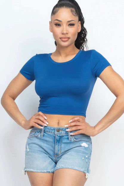 Short Sleeve Roundneck Crop Top - The Diva Goddess