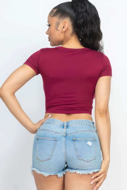 Short Sleeve Roundneck Crop Top - The Diva Goddess