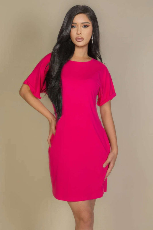 Side Pocket Double Folded Mini Dress - The Diva Goddess