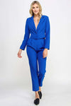 Single Button Crop Blazer With Tailored Pants Set - The Diva Goddess