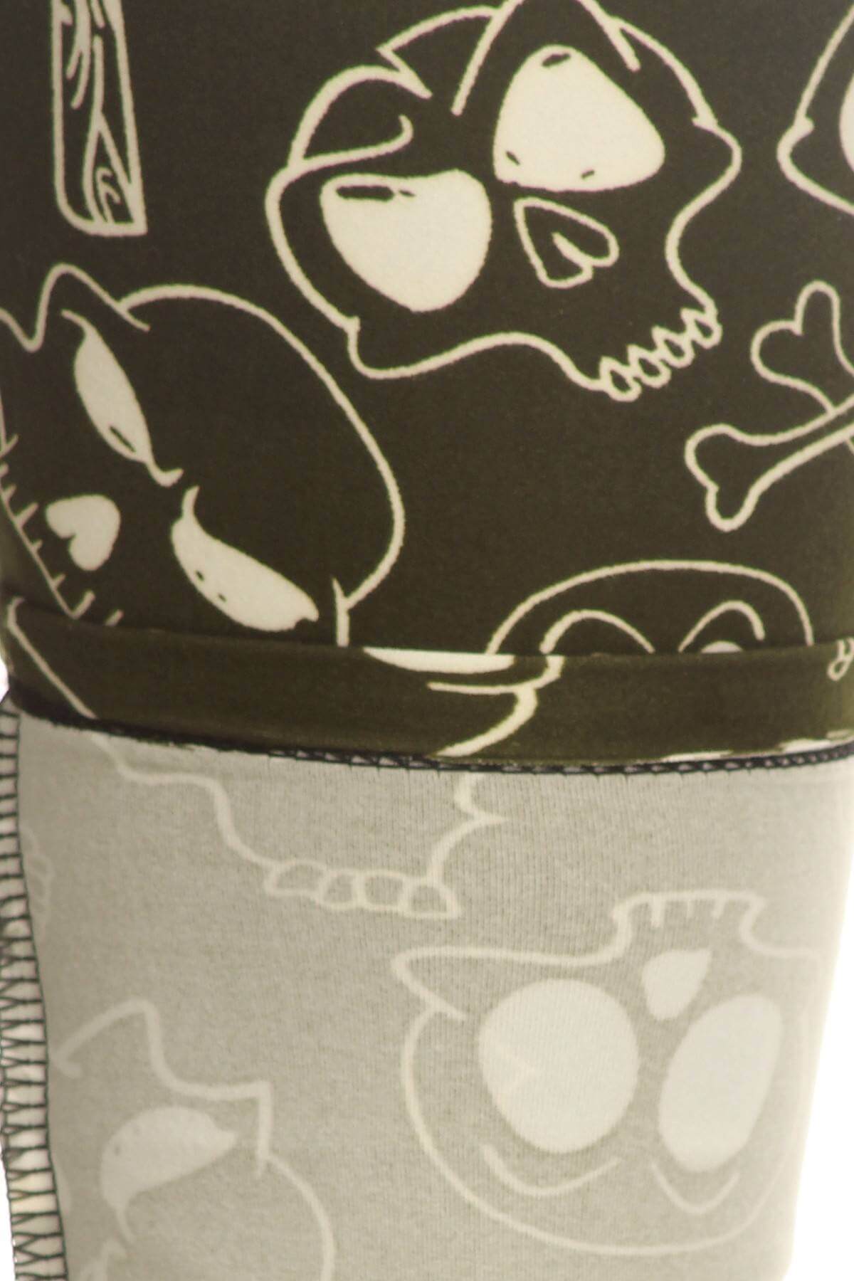 Skulls And Bones Graphic Printed Knit Legging With Elastic Waist Detail. High Waist Fit. - The Diva Goddess