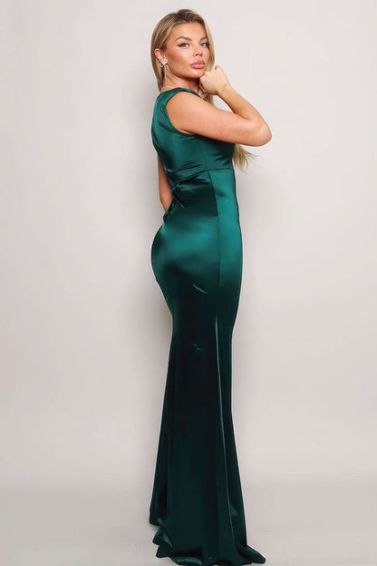 Sleeveless Power Shoulder Slitted Maxi Dress - The Diva Goddess