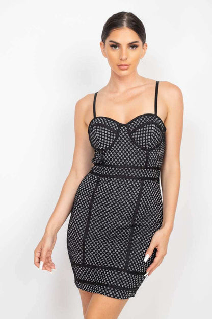 Sleeveless Sparkle Honeycomb Bodycon Dress - The Diva Goddess