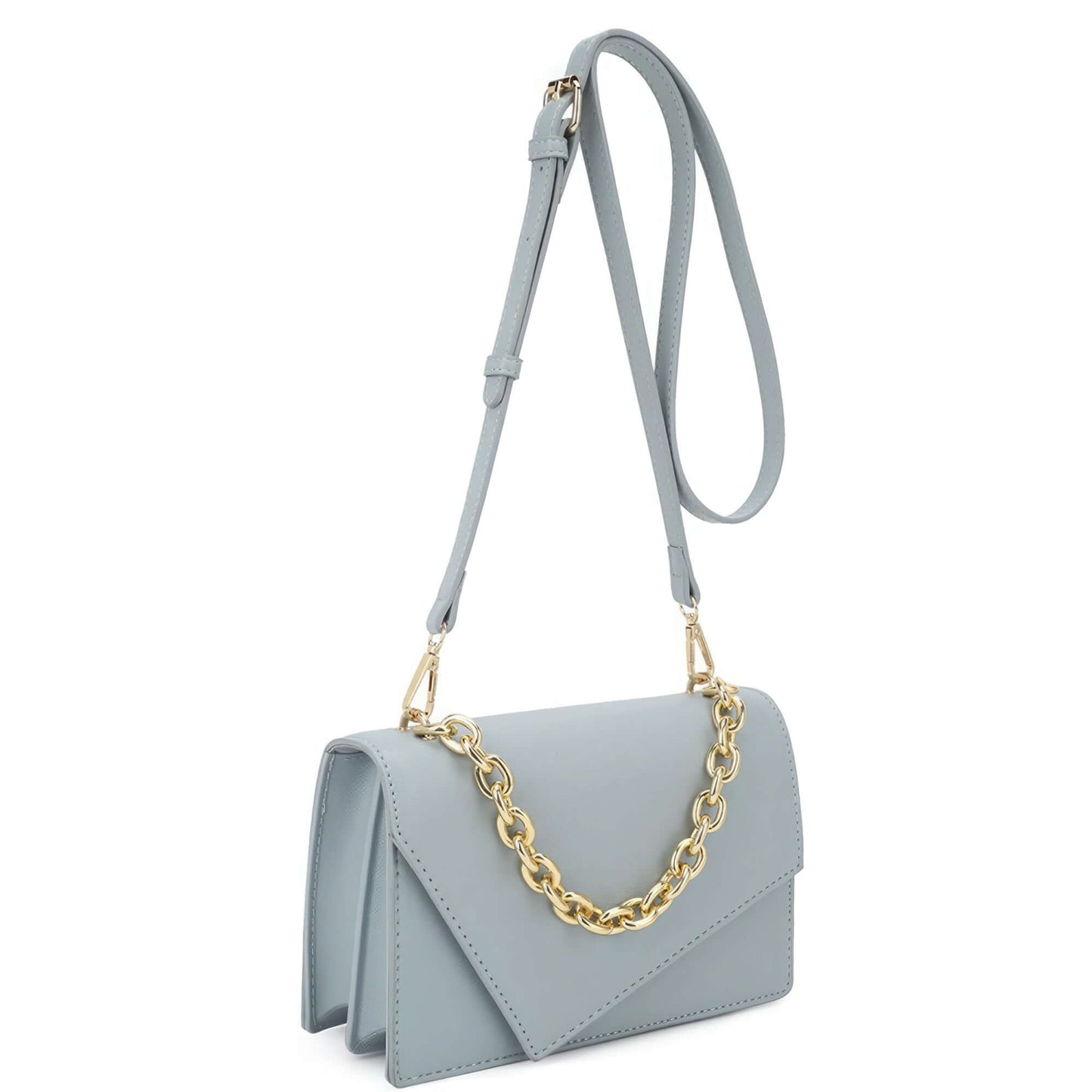 Smooth Plain Chain Link Crossbody Bag - The Diva Goddess