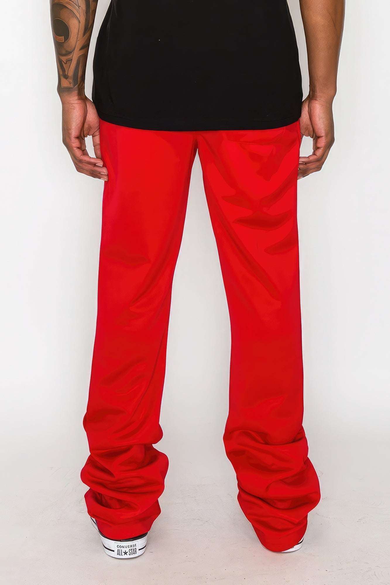 Solid Flare Stacked Track Pants - The Diva Goddess