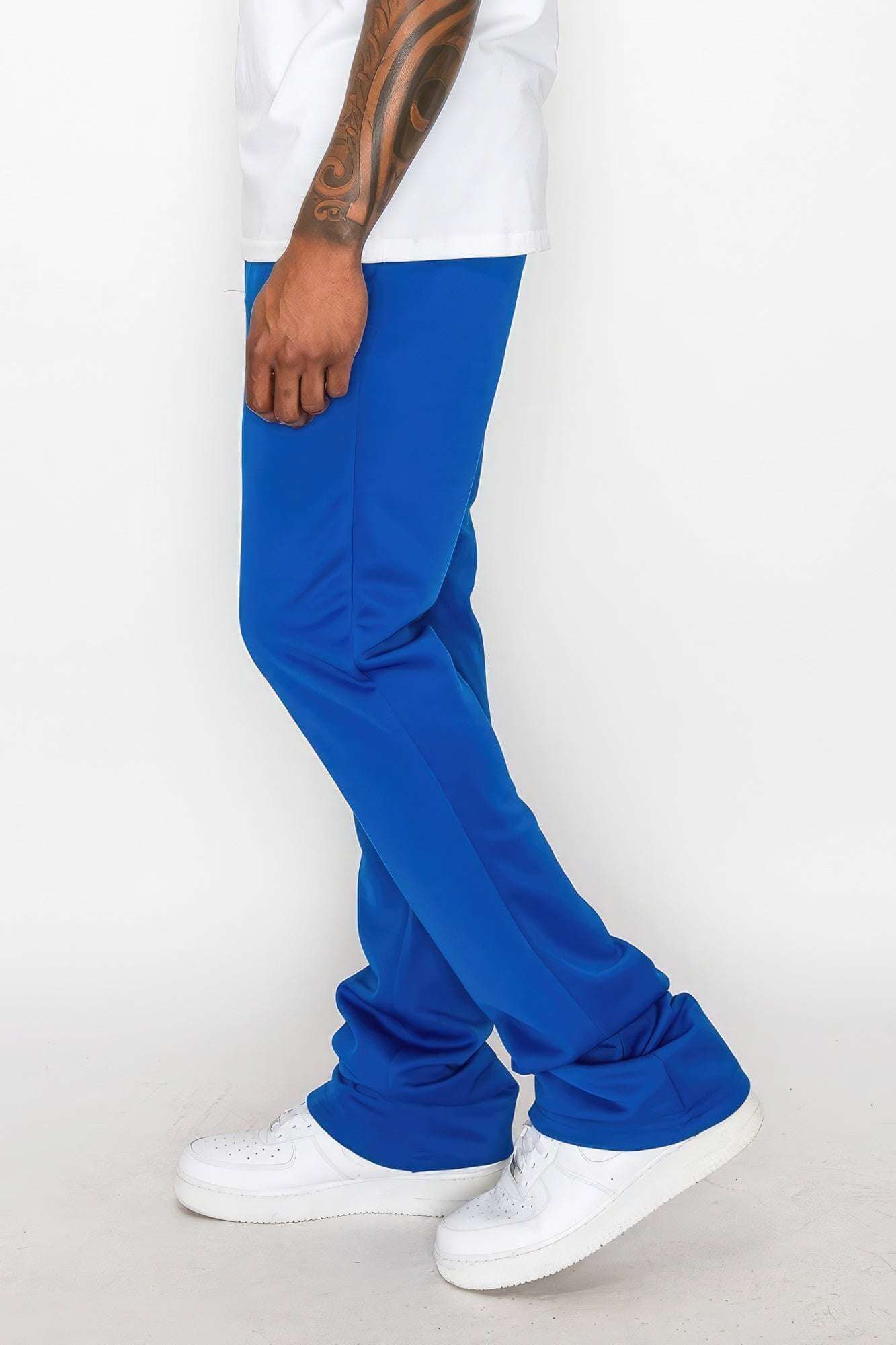 Solid Flare Stacked Track Pants - The Diva Goddess