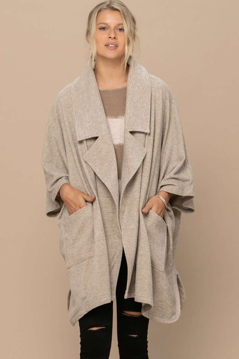 Solid Knit Oversized Trench Jacket - The Diva Goddess