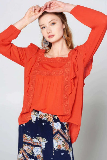 Solid Loose-fit Gauze Peasant Blouse - The Diva Goddess