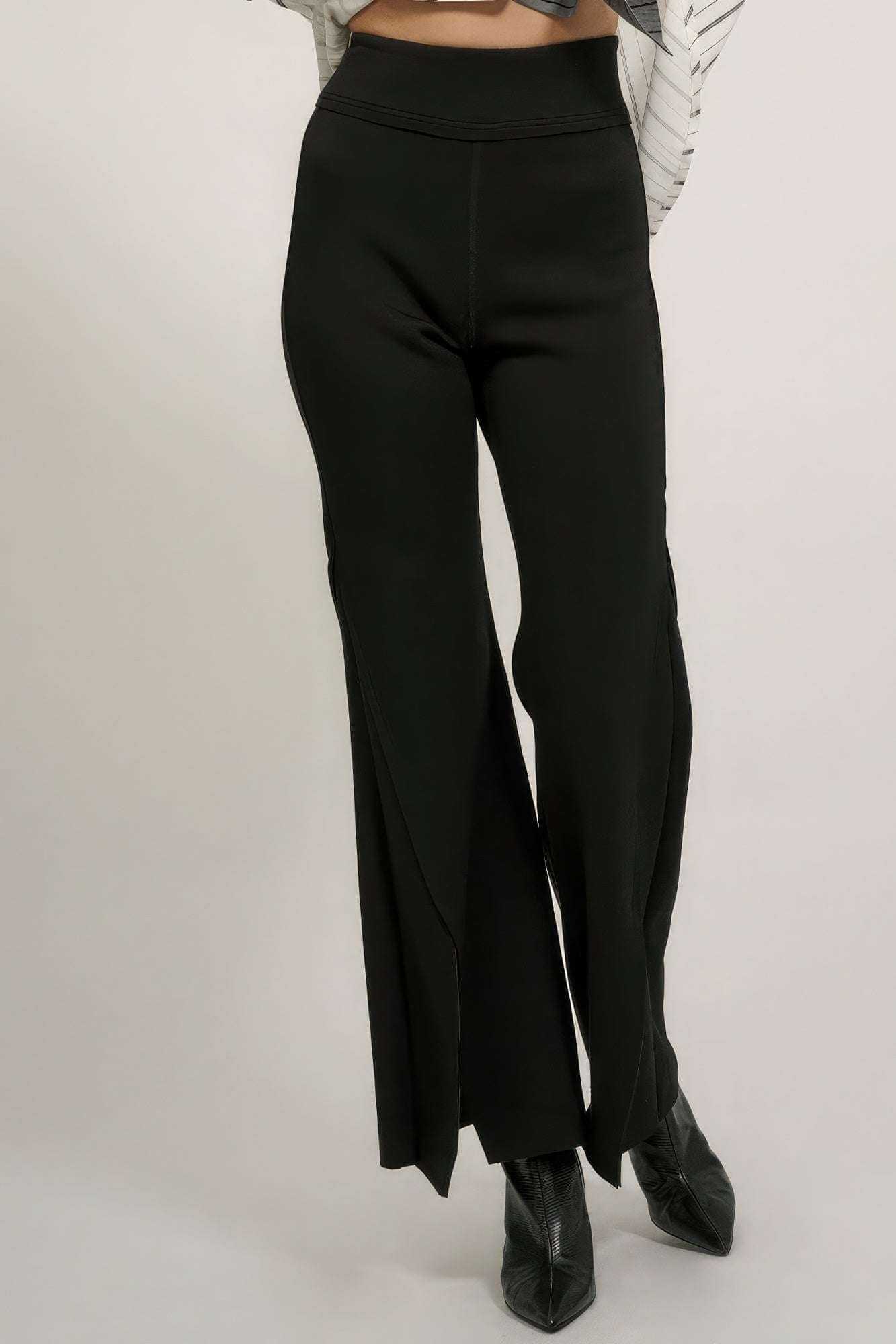 Solid Raw Edge Expose Seam Flare Pants - The Diva Goddess