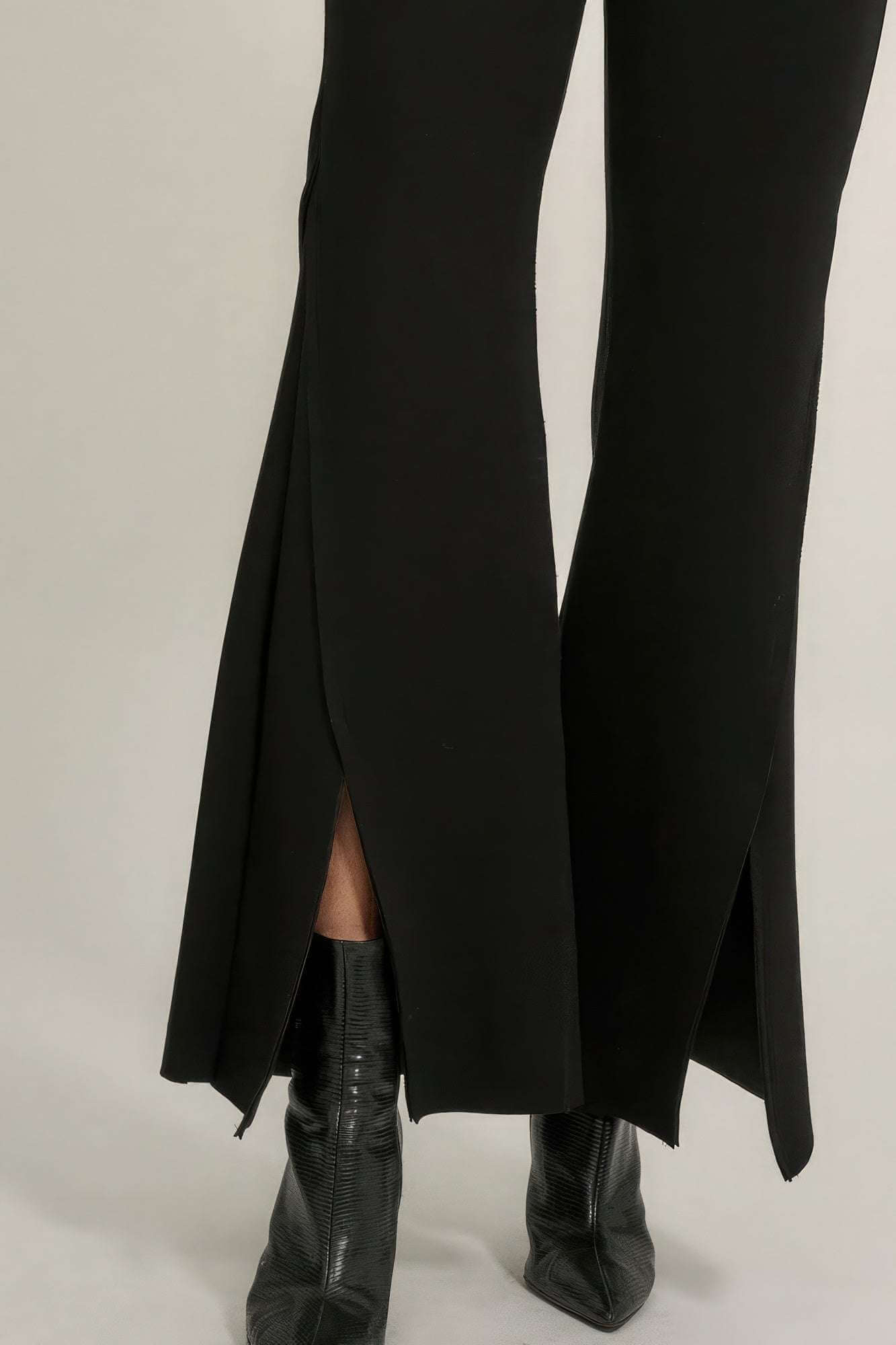 Solid Raw Edge Expose Seam Flare Pants - The Diva Goddess