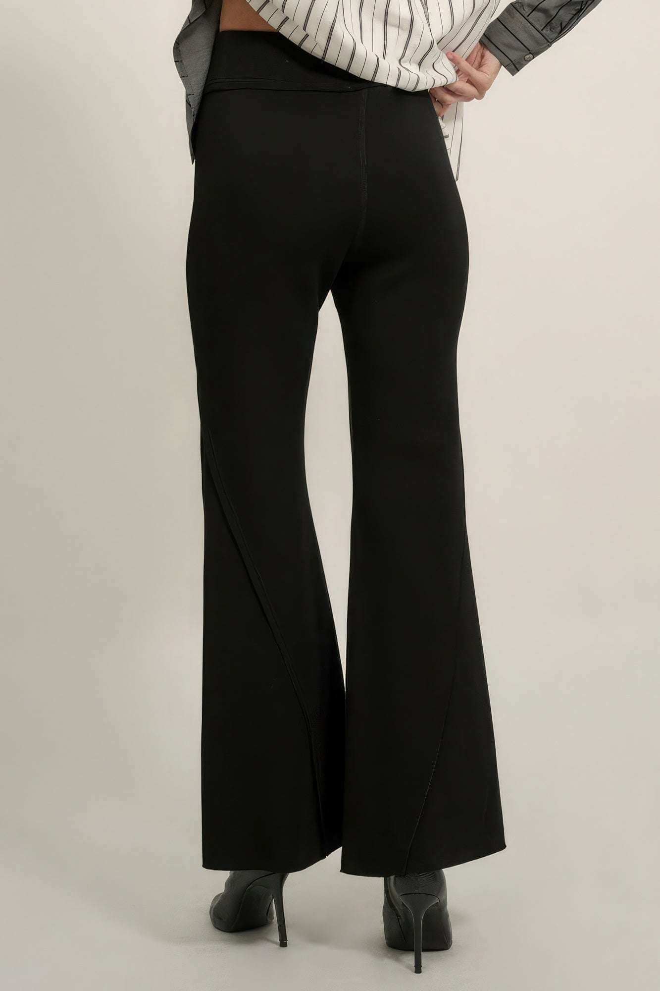 Solid Raw Edge Expose Seam Flare Pants - The Diva Goddess