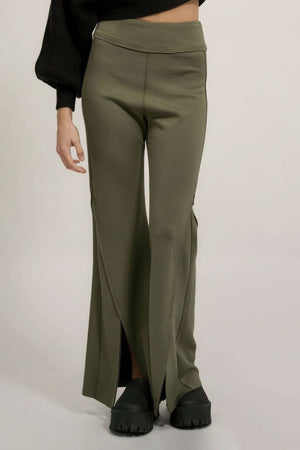 Solid Raw Edge Expose Seam Flare Pants - The Diva Goddess