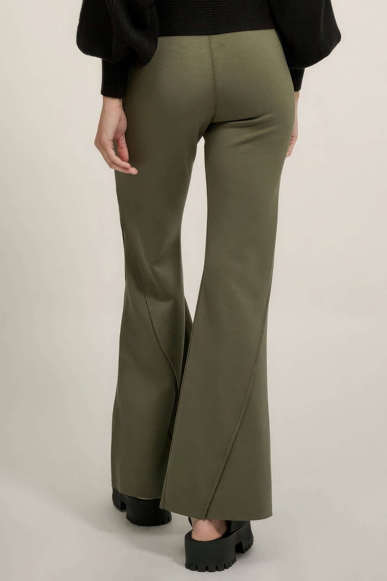 Solid Raw Edge Expose Seam Flare Pants - The Diva Goddess