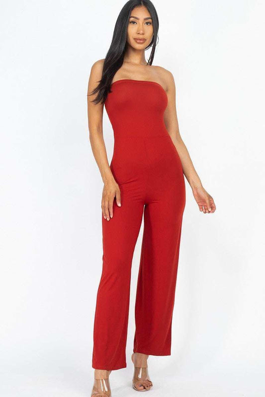 Solid Strapless Jumpsuit - The Diva Goddess