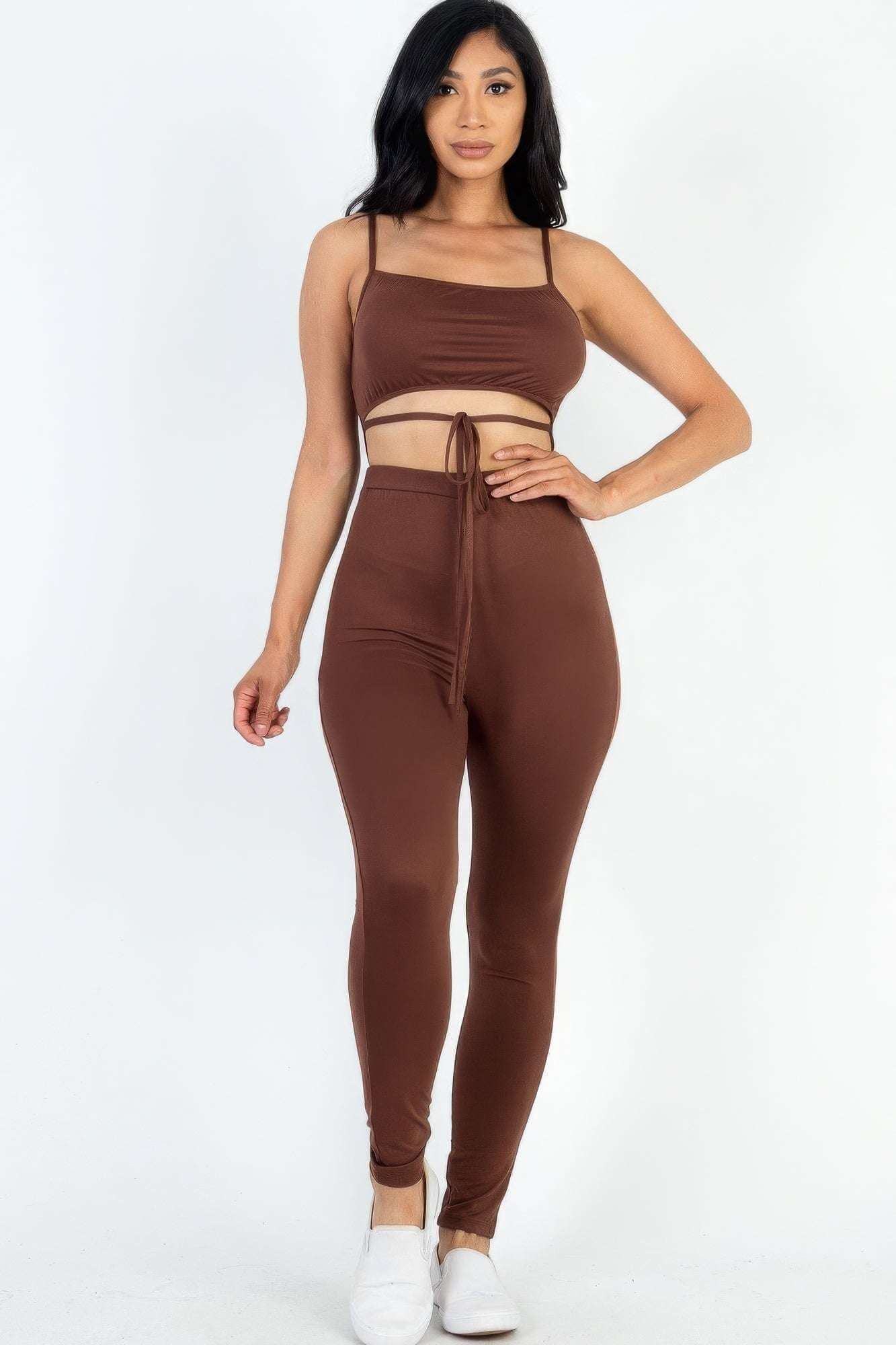 Solid Tie Front Cut Out Jumpsuit - The Diva Goddess