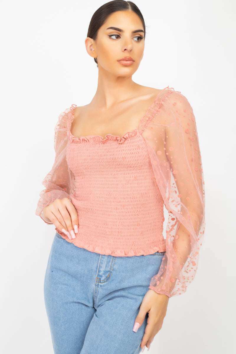 Square Neck Smocking Top - The Diva Goddess