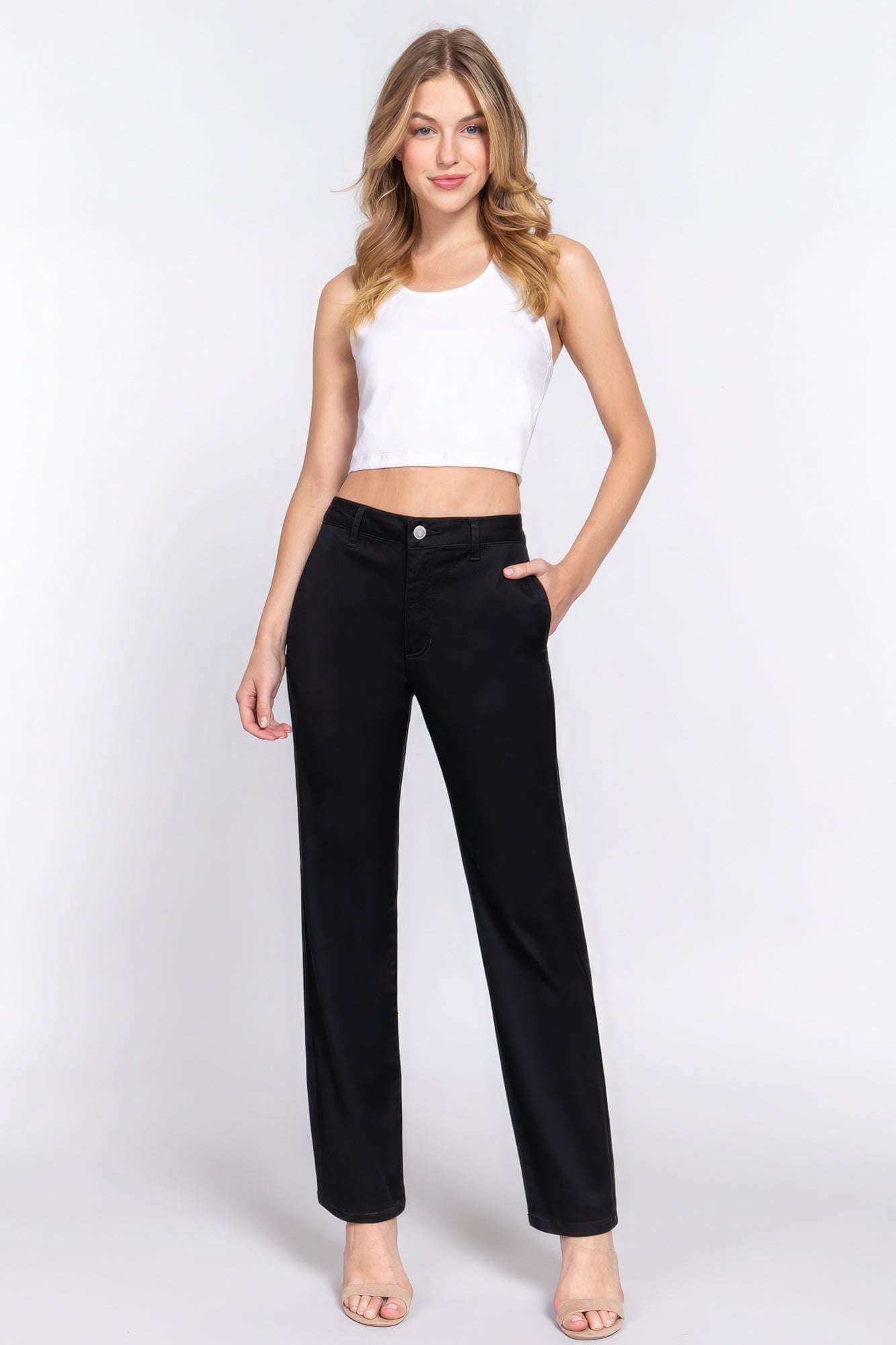 Straight Fit Twill Long Pants - The Diva Goddess