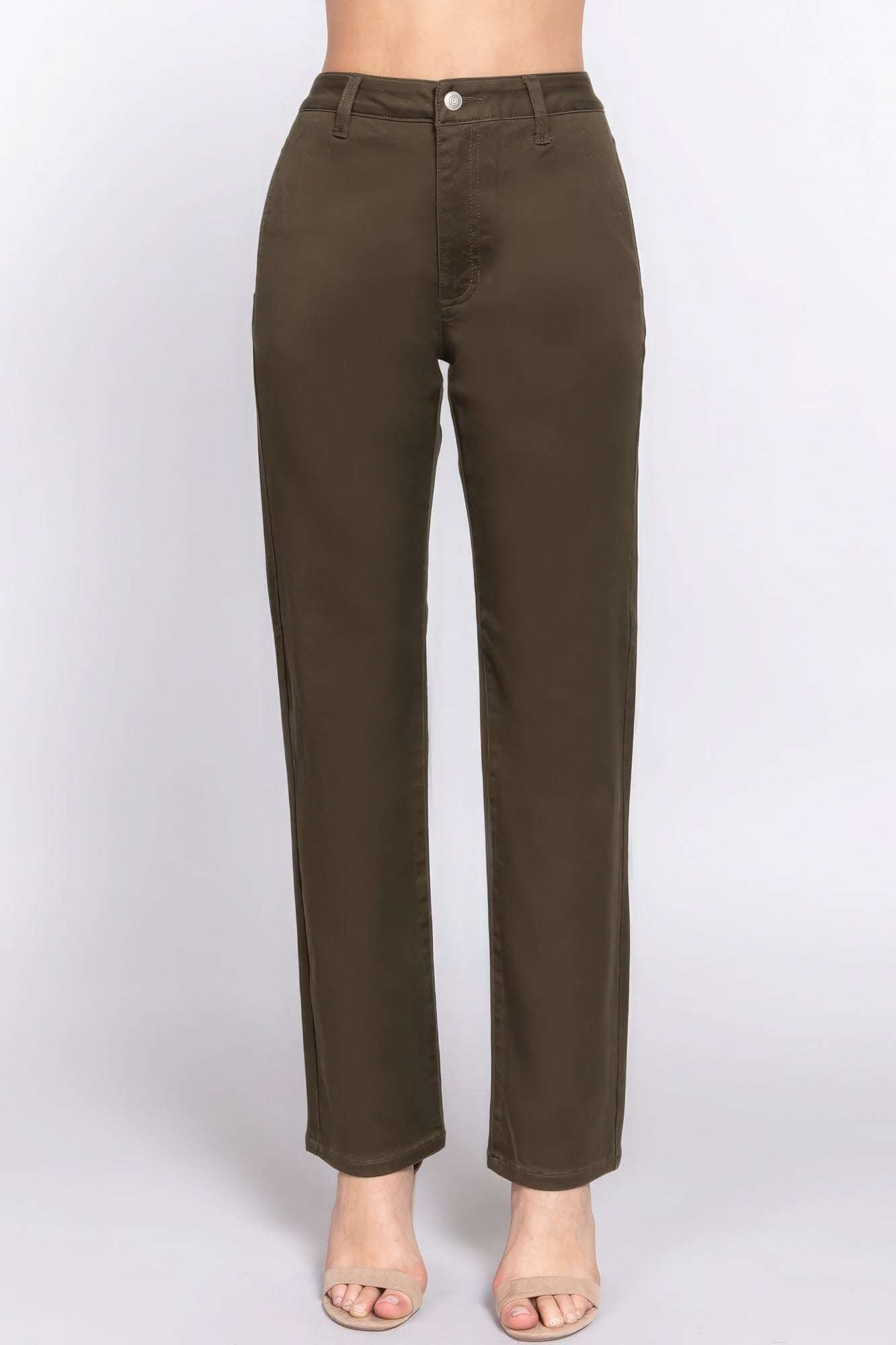 Straight Fit Twill Long Pants - The Diva Goddess