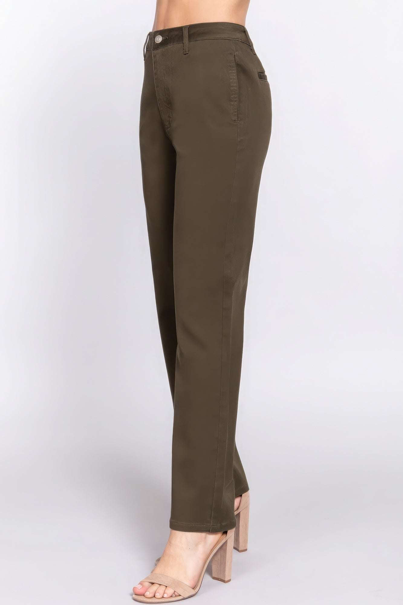 Straight Fit Twill Long Pants - The Diva Goddess