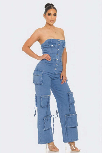 Stretch Denim Jumpsuit - The Diva Goddess