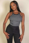 Stripe knit halter sleeveless top - The Diva Goddess