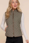 Suede Piping Quilted Padding Vest - The Diva Goddess