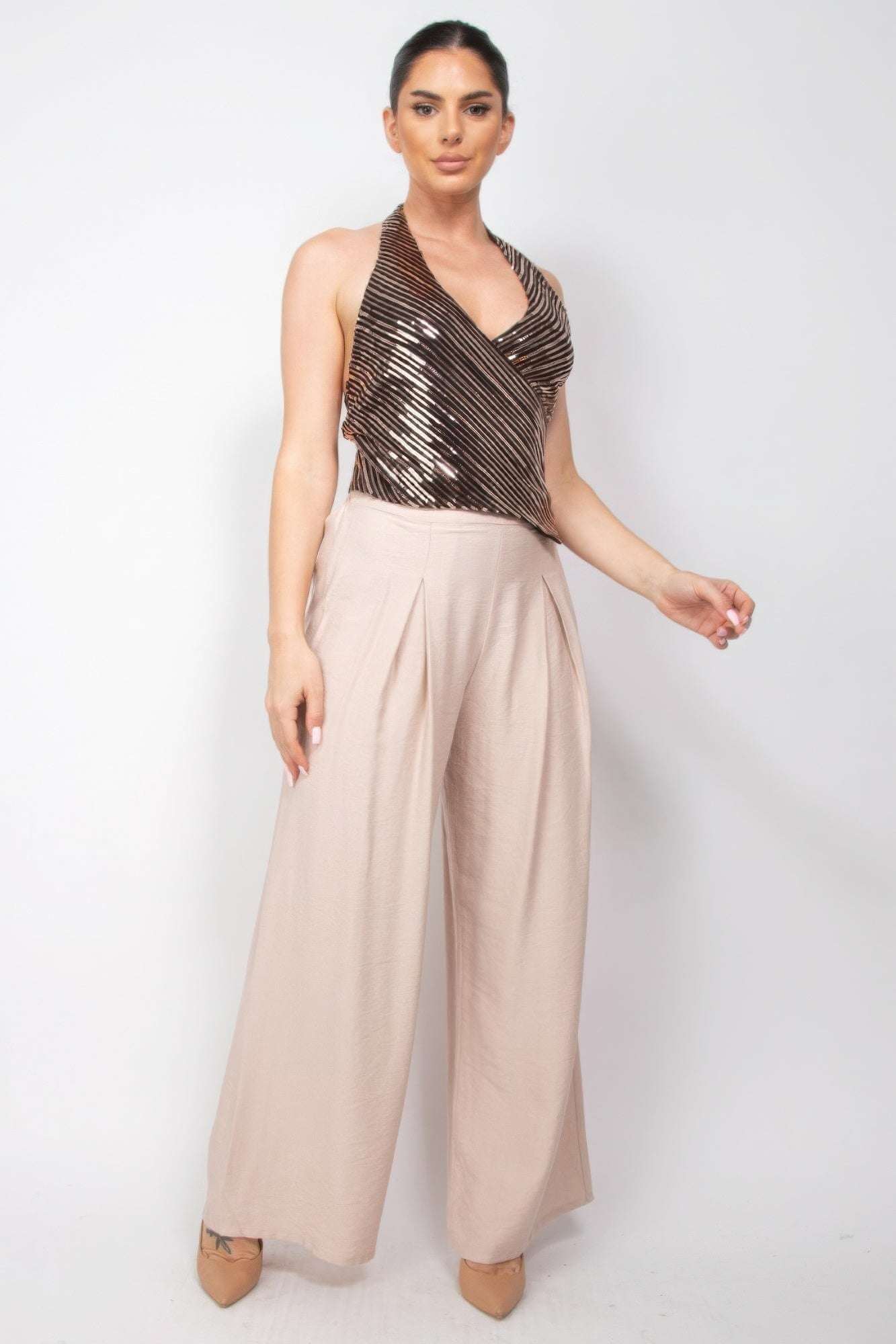 Surplice Halter Sequin Top - The Diva Goddess