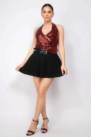 Surplice Halter Sequin Top - The Diva Goddess