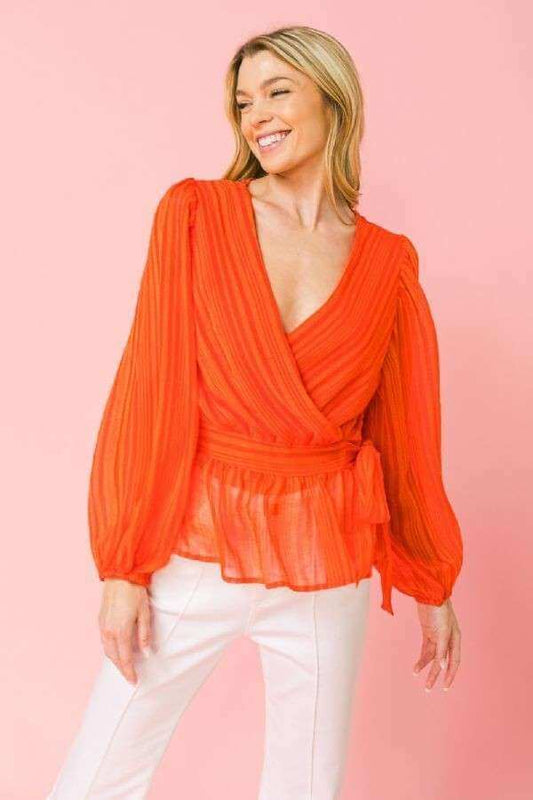 Surplice Neckline Woven Top - The Diva Goddess