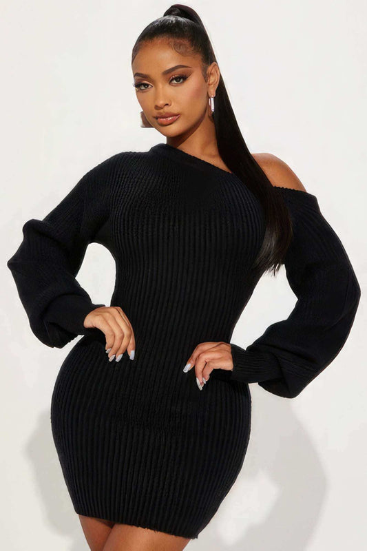 Sweater Knit Mini Dress - The Diva Goddess