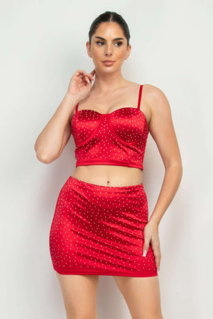 Sweetheart Bustier Rhinestones Crop Top - The Diva Goddess