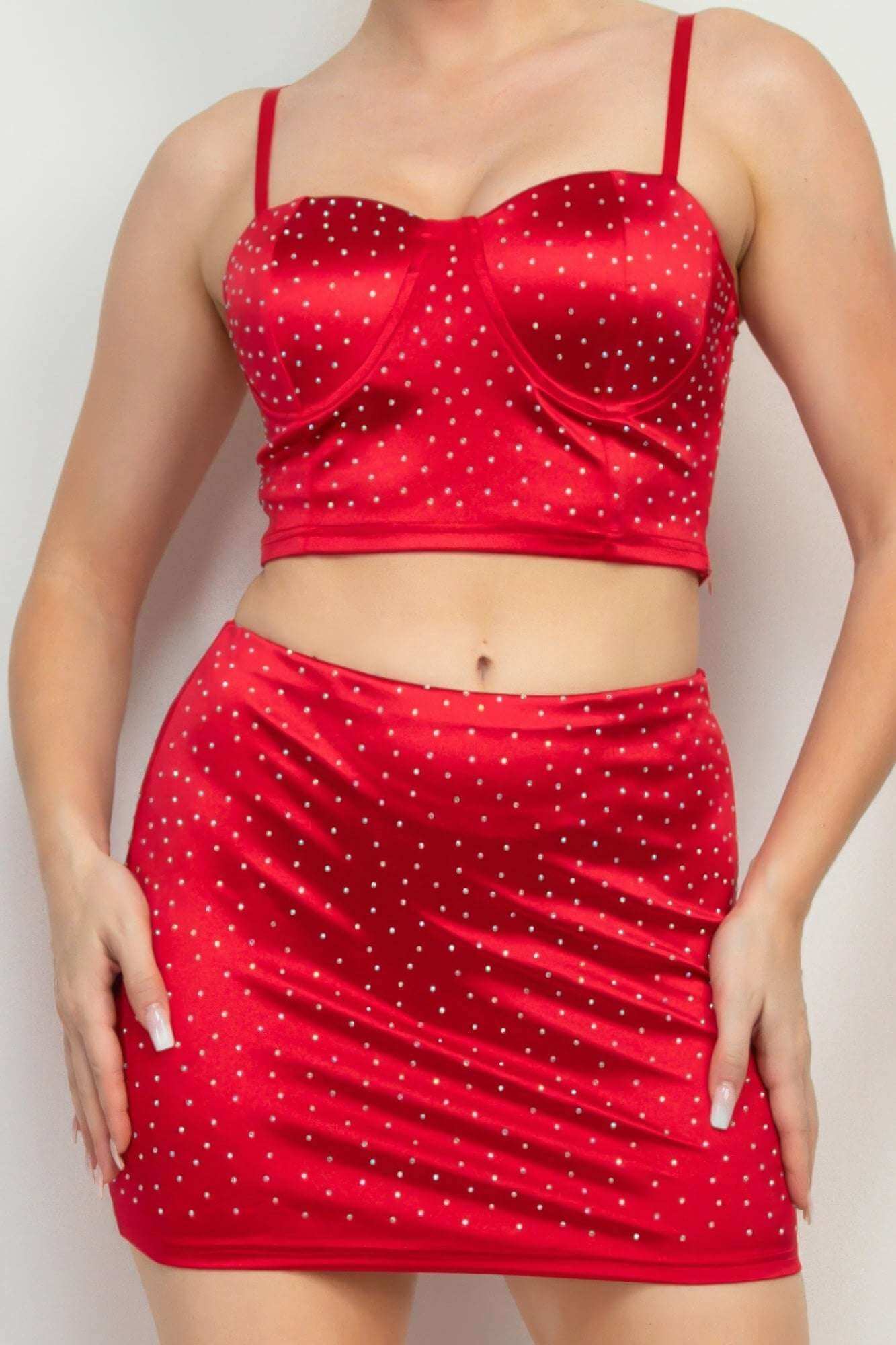 Sweetheart Bustier Rhinestones Crop Top - The Diva Goddess