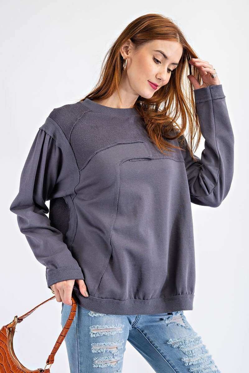 Terry Knit Loose Fit Pullover - The Diva Goddess