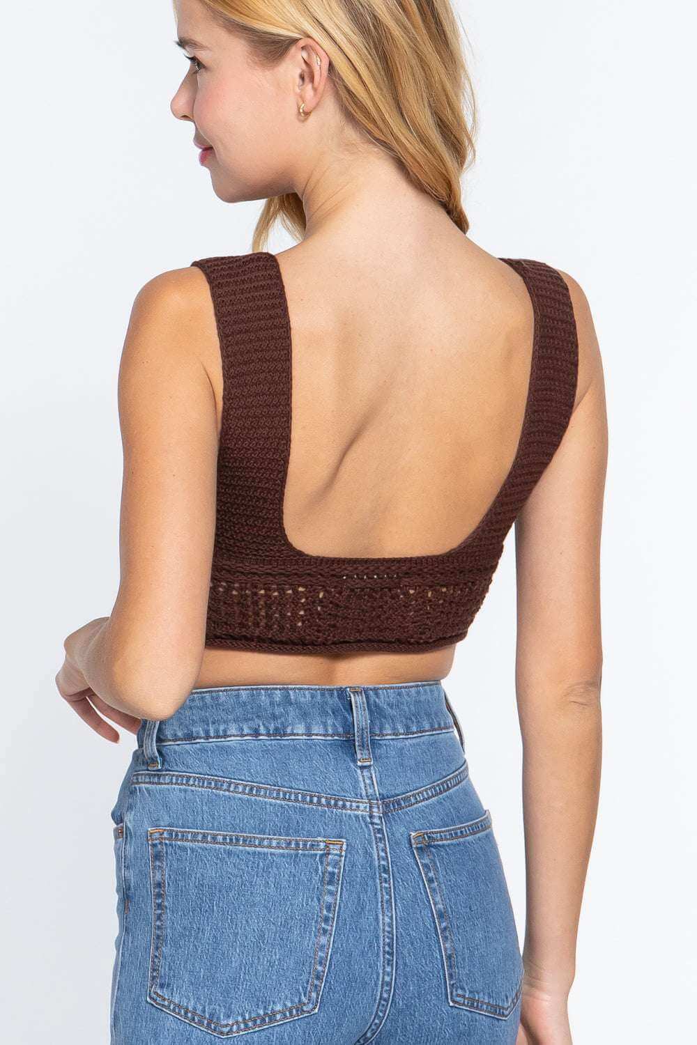 Textured Crop Sweater Tank Top - The Diva Goddess