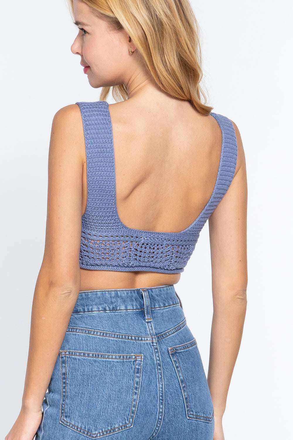 Textured Crop Sweater Tank Top - The Diva Goddess